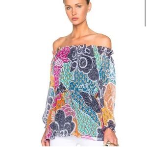 Diane Von Furstenberg Camila Flower Power Dream Floral Off-Shoulder Top